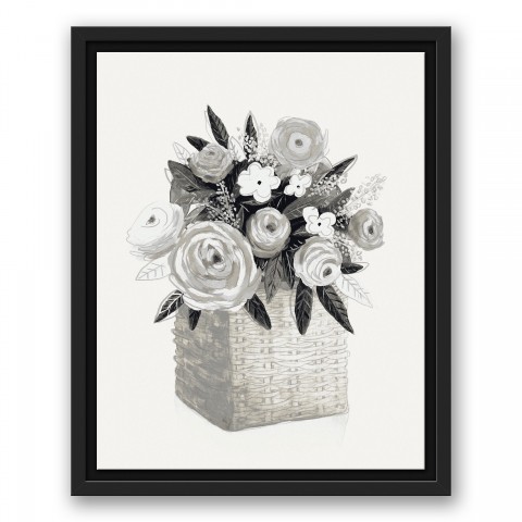Flower Basket 11x14 Black Floating Framed Canvas