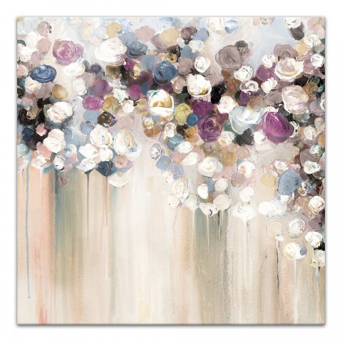 Painted Blue Flowers 36x36 Canvas Wall Art