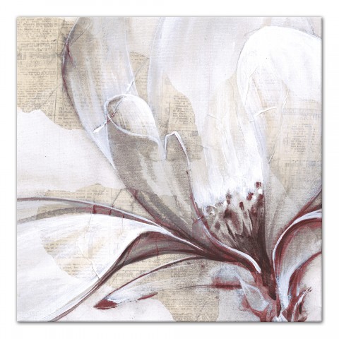 White Red Flower  24x24 Canvas Wall Art