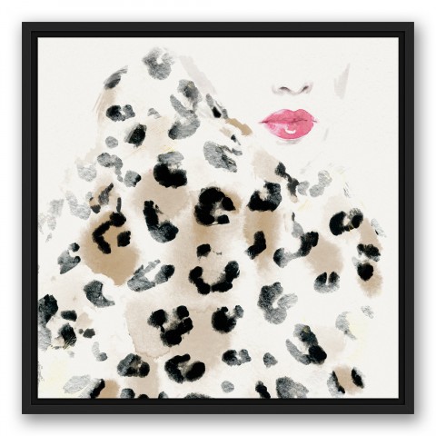 Cheetah Coat 20x20 Black Floating Framed Canvas