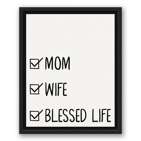 Mom Wife Life 11x14 Black Floating Framed Canvas