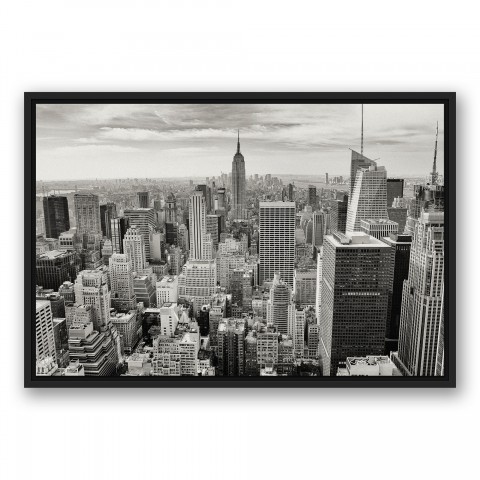 New York City 30x20 Black Floating Framed Canvas