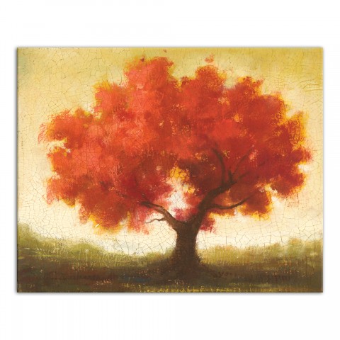 Cracked Paint Autumn Tree 20x16 Canvas Wall Art