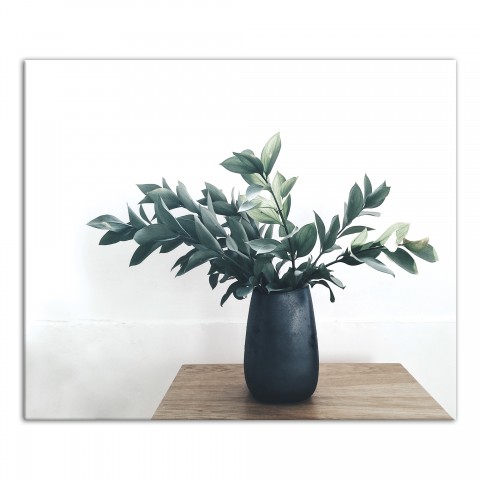 Greenery In Black Vase  24x20 Canvas Wall Art