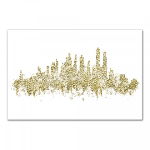 Gold Splatter City 30x20 Canvas Wall Art