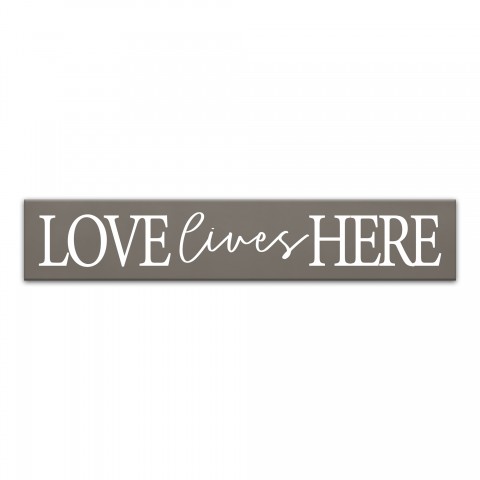 Love Lives Here Gray 36x12 Canvas Wall Art