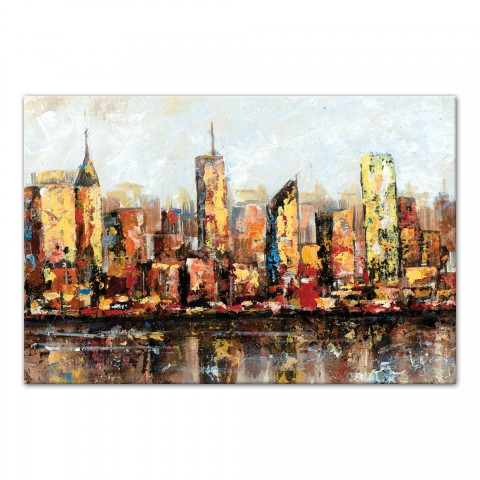 Rough Painted City Scape 24x16 Canvas Wall Art