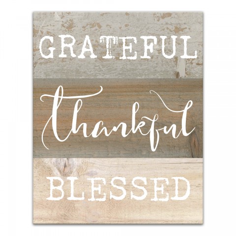 Grateful Thankful Blessed 16x20 Canvas Wall Art