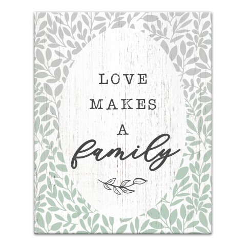 Love Makes A Family Leaves  16x20 Canvas Wall Art