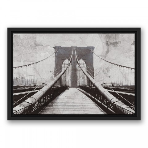 Brooklyn Bridge 18x12 Black Floating Framed Canvas