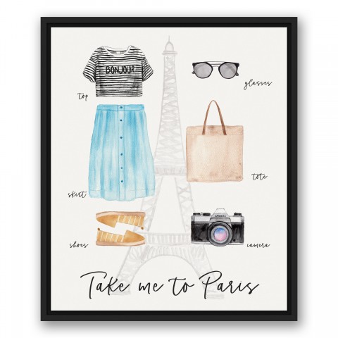 Paris Outfit 20x24 Black Floating Framed Canvas