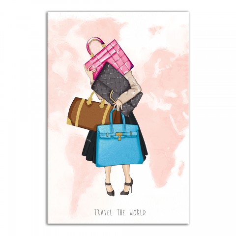 Travel The World Girl   12x18 Canvas Wall Art