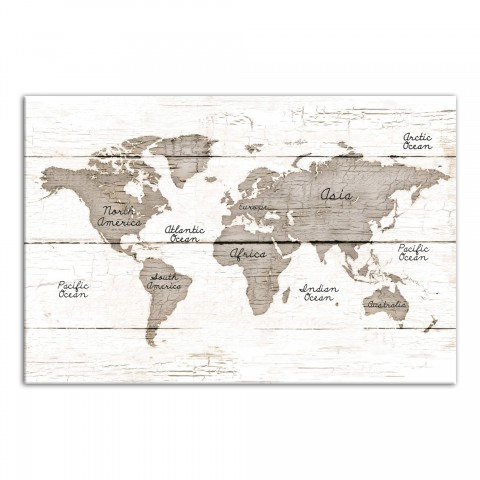 World Map Wood Planks 30x20 Canvas Wall Art