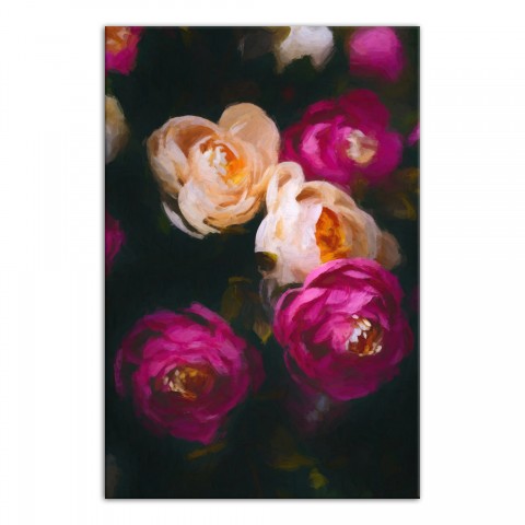 Dark Painted Magenta Flowers 20x30 Canvas Wall Art