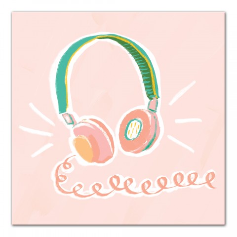 Blush Headphones 16x16 Canvas Wall Art
