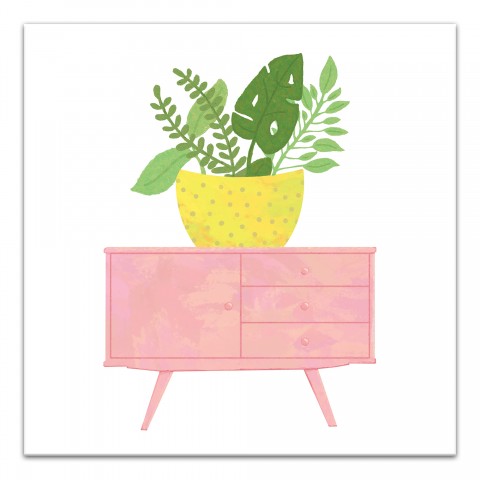 Dresser And Vase 12x12 Canvas Wall Art
