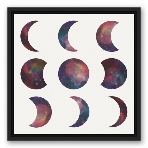 Galaxy Moons 16x16 Black Floating Framed Canvas