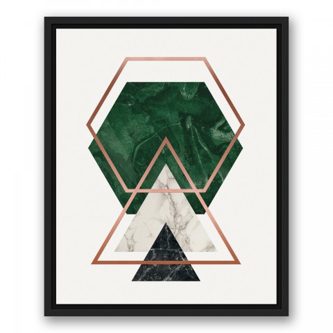Marble Geo 16x20 Black Floating Framed Canvas