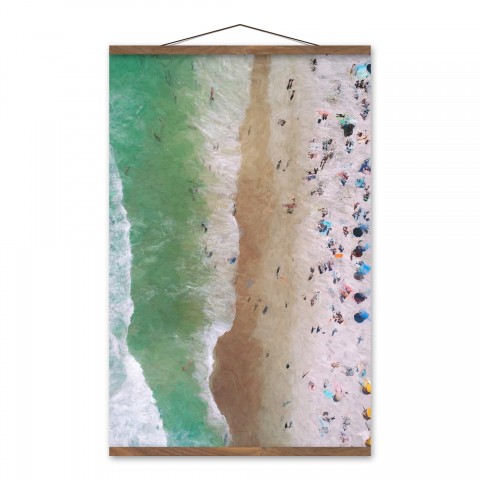 Above Beach Coast 20x30 Teak Hanging Canvas