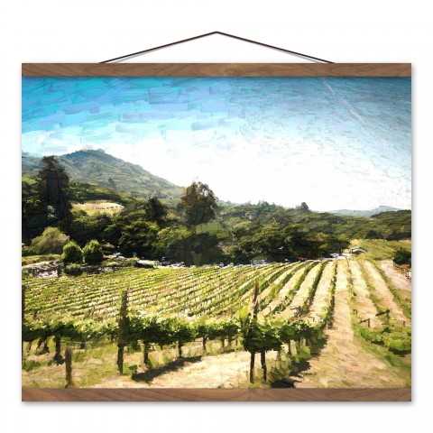 Green Vineyard Paint 16x20 Teak Hanging Canvas