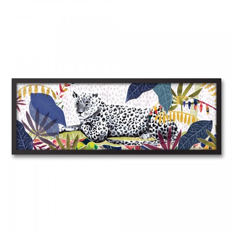 Watercolor Leopard  36x12 Black Framed Canvas