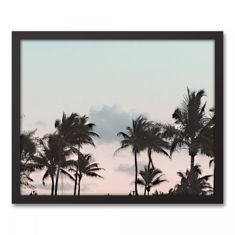 Palm Sunset 20x16 Black Framed Canvas