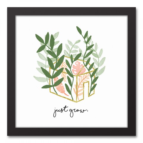 Just Grow Greenhouse 12x12 Black Framed Canvas