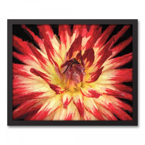 Floral Warm Burst 20x16 Black Framed Canvas