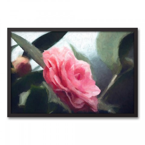 Pink Flower Gloomy Day 30x20 Black Framed Canvas
