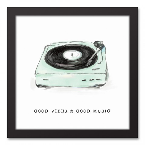 Good Vibes Good Music 12x12 Black Framed Canvas