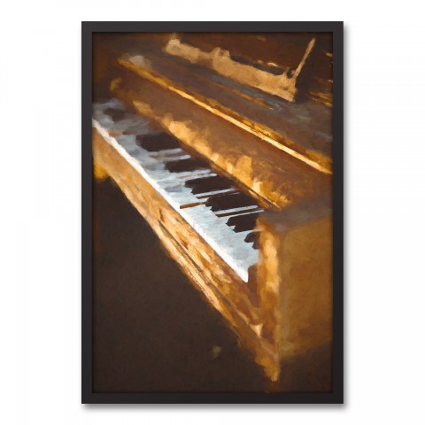 Painted Brown Piano 20x30 Black Framed Canvas