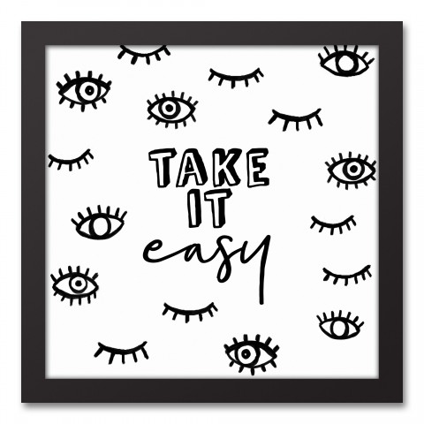 Take It Easy Eyes 12x12 Black Framed Canvas