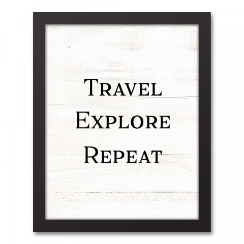 Travel Explore Repeat 11x14 Black Framed Canvas