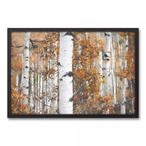 Painty Birches 30x20 Black Framed Canvas