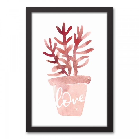 Blush Plant With Love 12x18 Black Framed Canvas