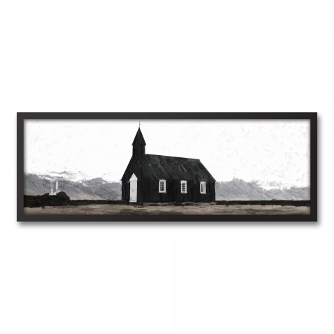 Dark Spooky Church 36x12 Black Framed Canvas