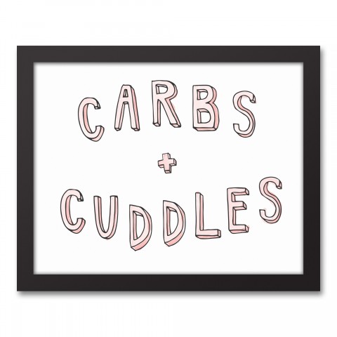Carbs And Cuddles  14x11 Black Framed Canvas