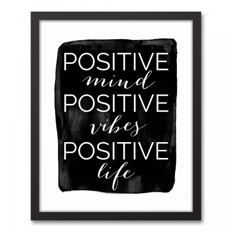 Positive Mind Vibes Life 16x20 Black Framed Canvas