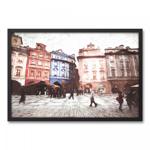 Italian Square 30x20 Black Framed Canvas