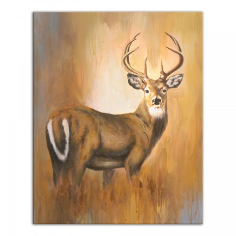 Painted Brown Buck 16x20 Canvas Wall Art