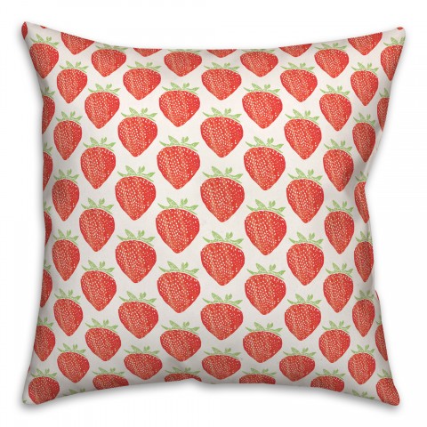 Watercolor Strawberry 18x18 Spun Poly Pillow