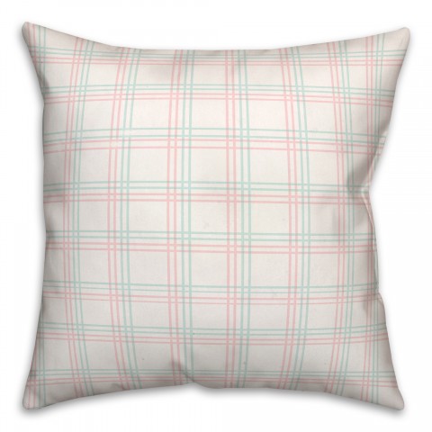 Pink Blue Grid 18x18 Spun Poly Pillow