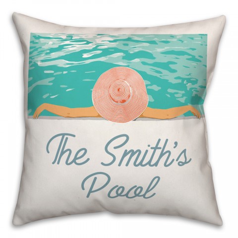 Family Pool 18x18 Personalized Spun Poly Pillow
