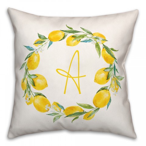 Lemon Monogram 18x18 Personalized Spun Poly Pillow