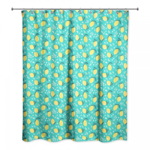 Lemon Teal 71x74 Shower Curtain