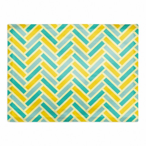Yellow Blue Herringbone  18x14 Poly Twill Placemat