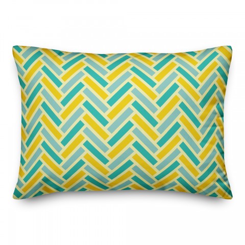 Yellow Blue Herringbone 14x20 Spun Poly Pillow
