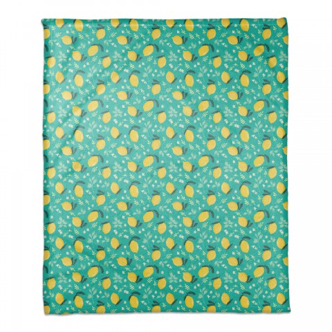 Lemon  Teal 50x60 Coral Fleece Blanket