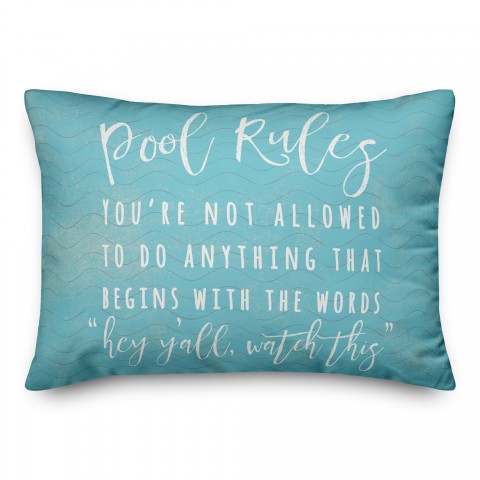 Pool Rules Waves 14x20 Spun Poly Pillow