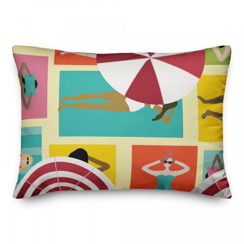 Retro Aerial Beach View 14x20 Spun Poly Pillow